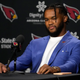 Arizona Cardinals quarterback Kyler Murray addresses the media, Friday, July 22, 2022, in Tempe, Ariz.